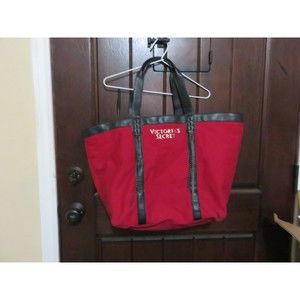 VICTORIA SECRET'S RED STUDDED BLING LARGE CANVAS TOTE/ WEEKENDER